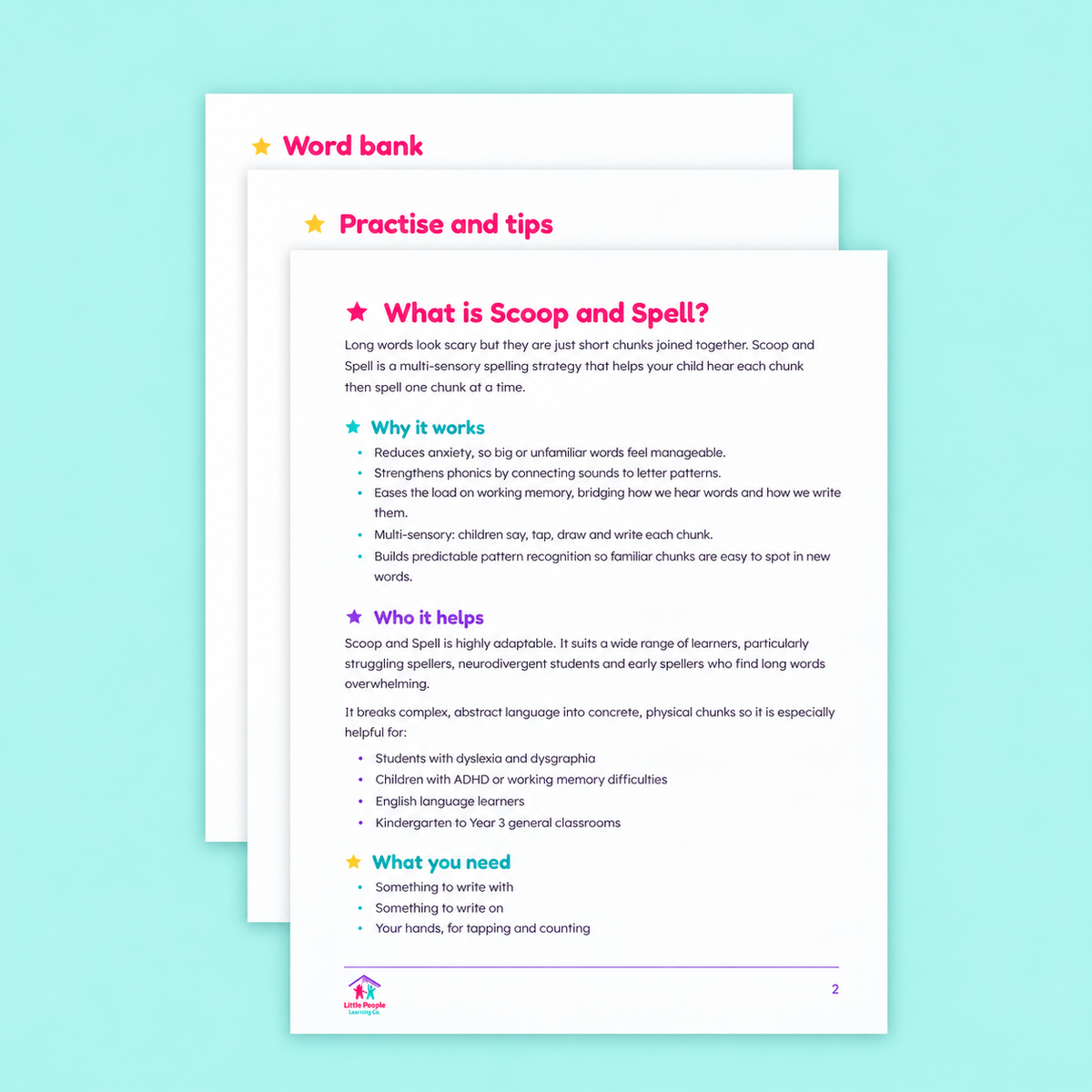 Digital product - Scoop and spell parent guide